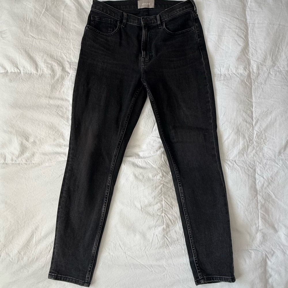 Everlane Women's High-Rise Charcoal Slim, Straight-Leg  Jeans